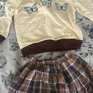Plaid Brown and Tan Kids Skirt